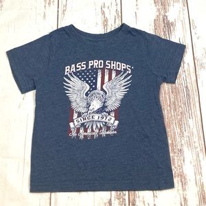 Bass Pro Shops Short Sleeve Shirt Blue Patriotic Sz 4T